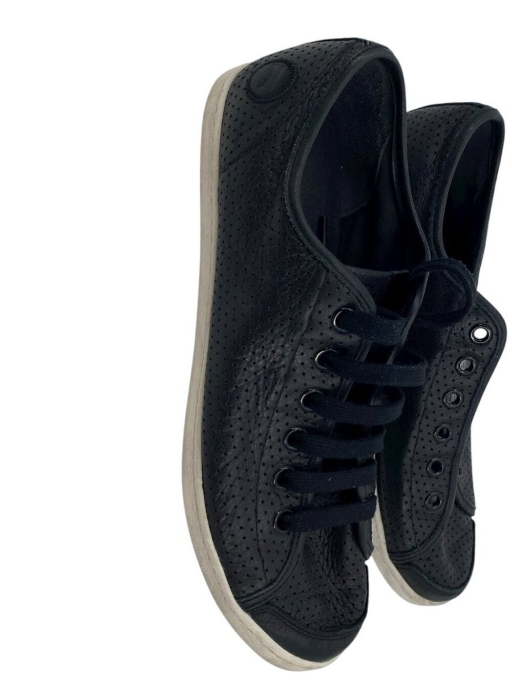 CAMPER MEN’S SIZE 12 EUR 45 UNO BLACK LEATHER PERFORATED SNEAKERS